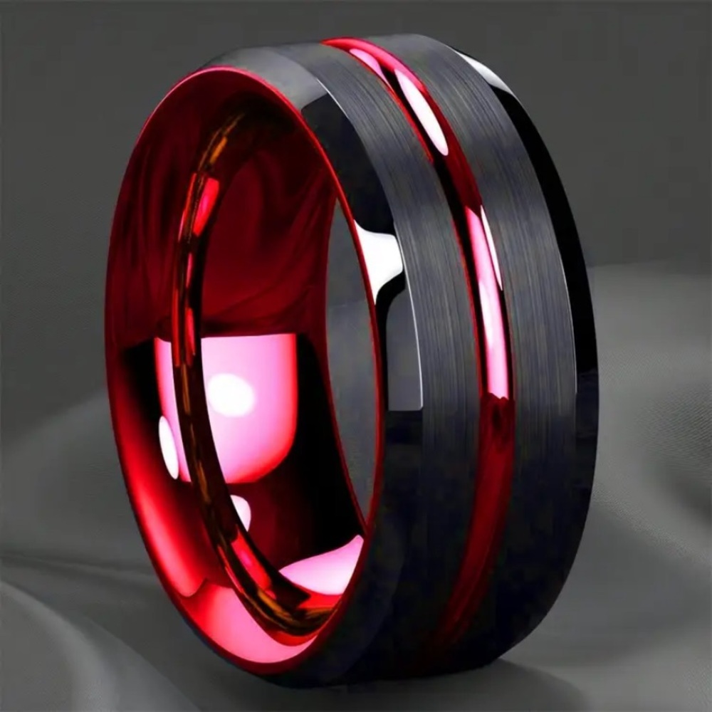 New Red and Black Tungsten Steel Ring